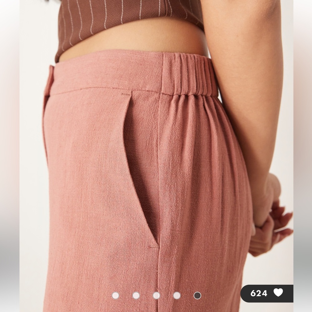 ASOS High-Rise Wide-Leg Pants in Apricot - size 12 tall - Picture 4 of 13